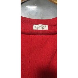 St. John Collection Red Santana Knit Pants Cropped Pull-On Luxury USA